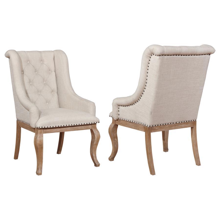 Brockway - Upholstered Arm Chair (Set of 2) Light Brown by CoasterEssence | Bel Furniture