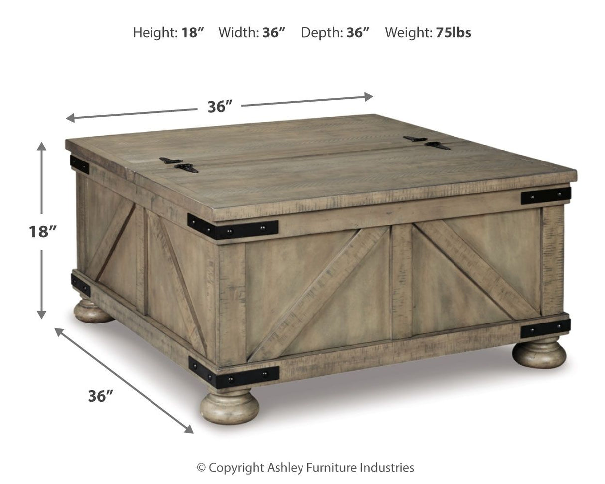 Aldwin - Gray - Cocktail Table With Storage - Square by Signature Design by Ashley® | Bel Furniture