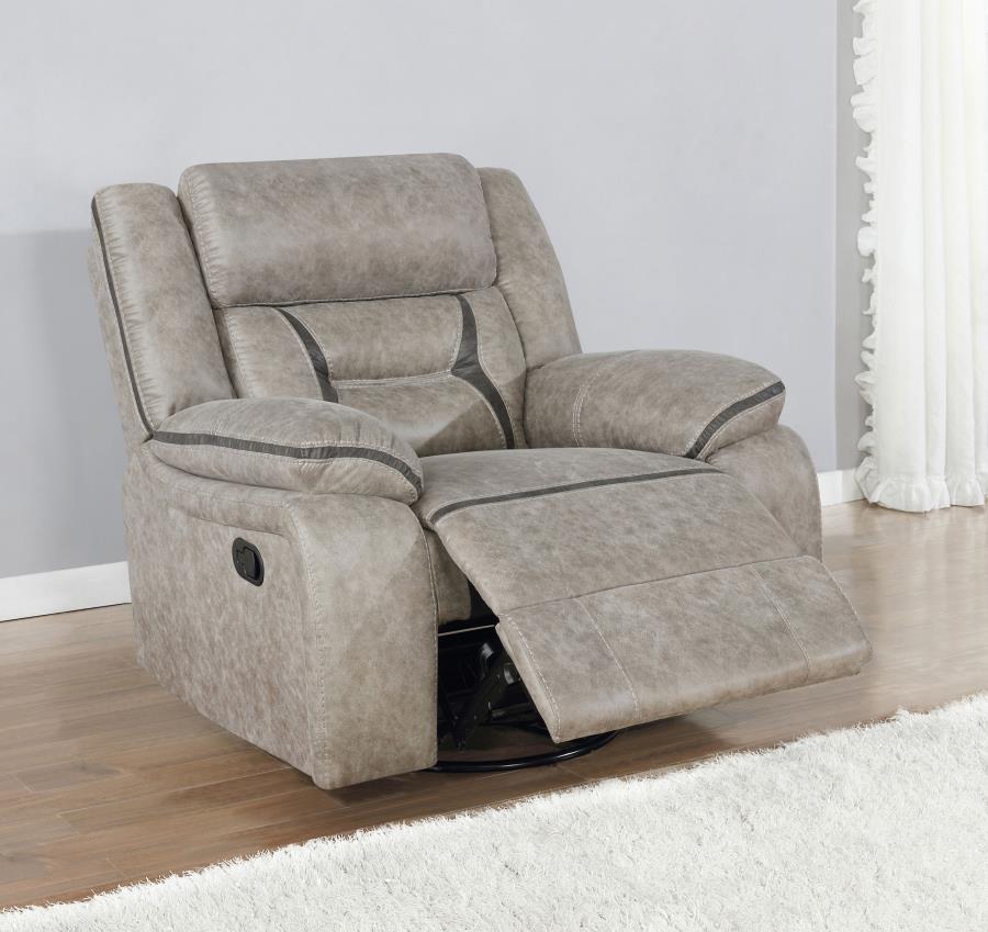 Greer - Upholstered Swivel Glider Recliner Chair by CoasterEveryday | Bel Furniture