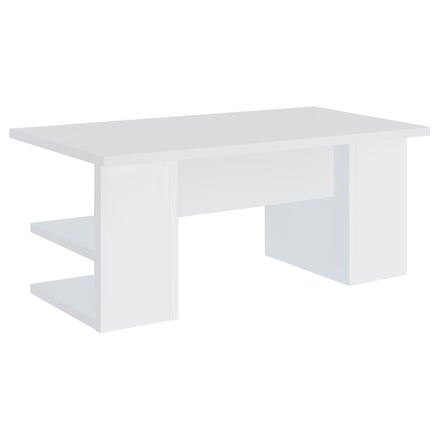 Alice - 4-Shelf Engineered Wood Writing Desk - White by CoasterEssence | Bel Furniture