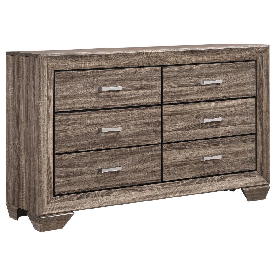 Kauffman - 6-Drawer Dresser Light Brown by CoasterEveryday | Bel Furniture