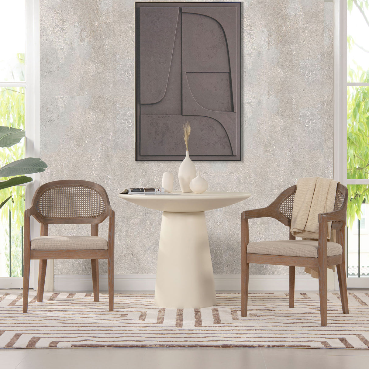 Americana - Mid-Century Modern Cane Back Dining Chair Textured Weave - Taupe Beige by Jennifer Taylor Home | Bel Furniture
