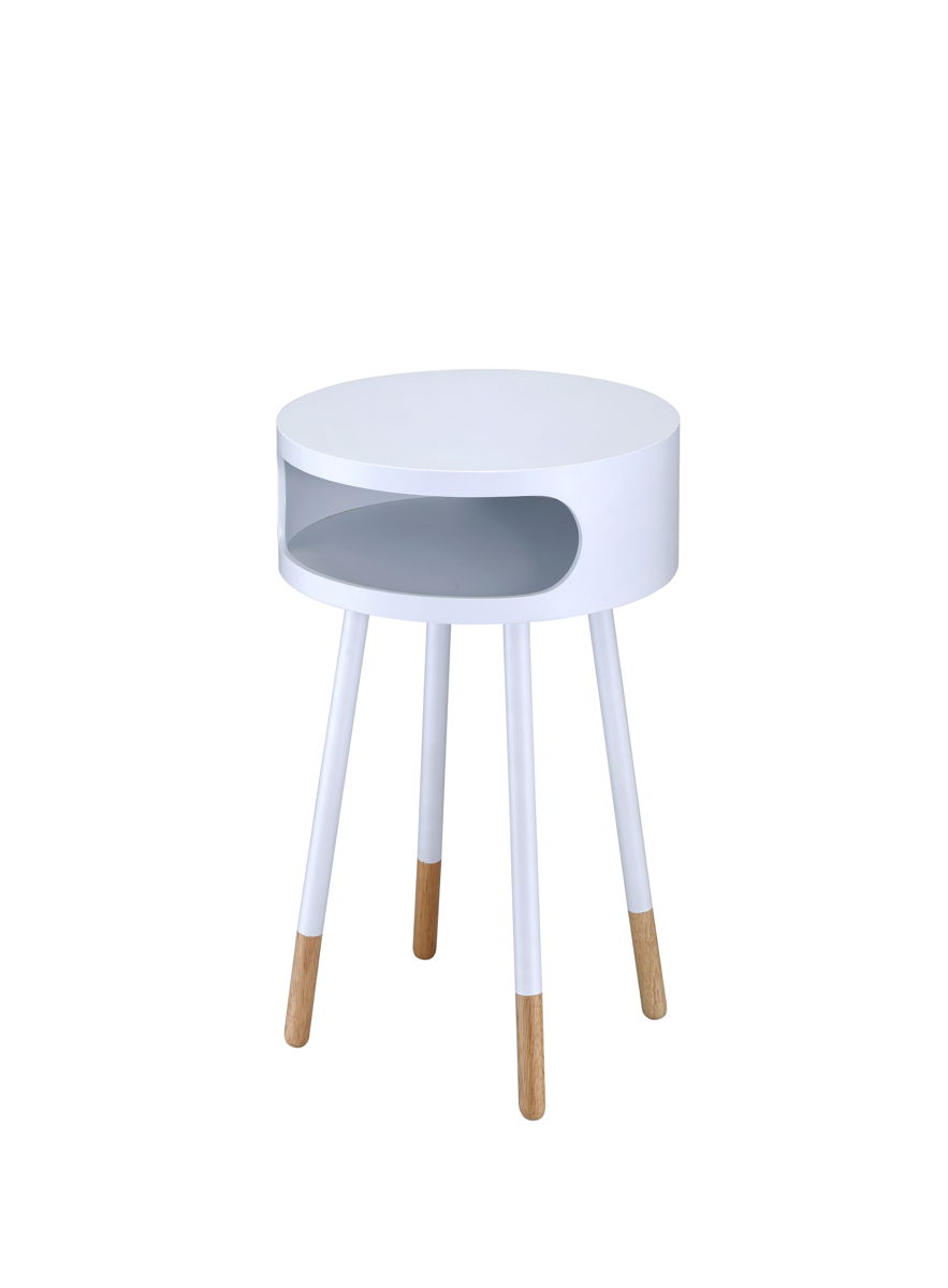 Sonria - Round Accent Table - Natural White by Urban Nest | Bel Furniture