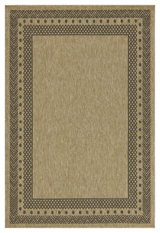 Earth - 5'3" X 7'3" Polypropylene Indoor, Outdoor Area Rug - Jute / Black