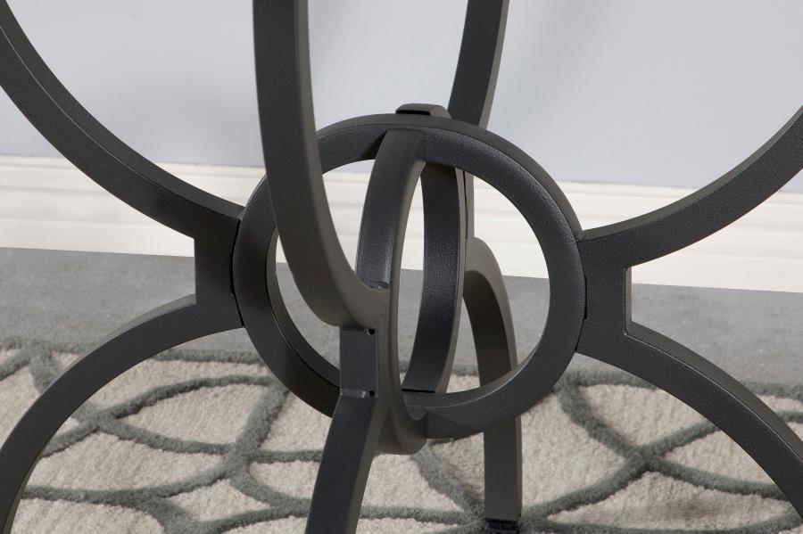 Aviano - Round Glass Top Metal Dining Table - Gunmetal by Coaster Fine Furniture | Bel Furniture