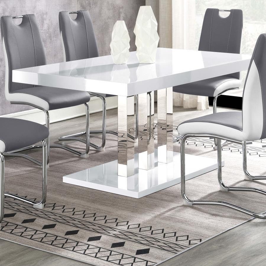 Brooklyn - Rectangular Dining Table - White High Gloss by CoasterEssence | Bel Furniture