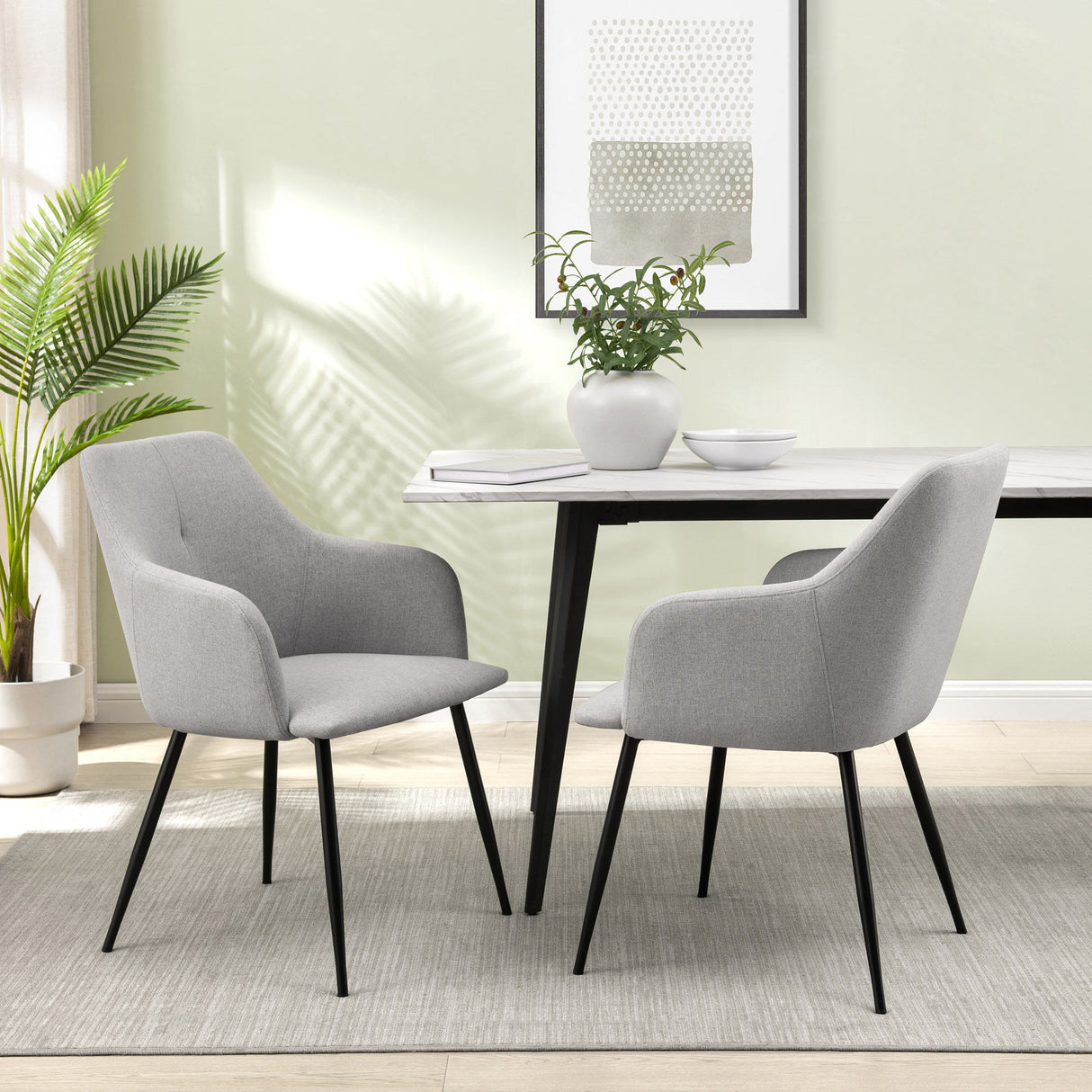 Contemporary Upholstered Woven Dining Chairs by Walker Edison | Bel Furniture