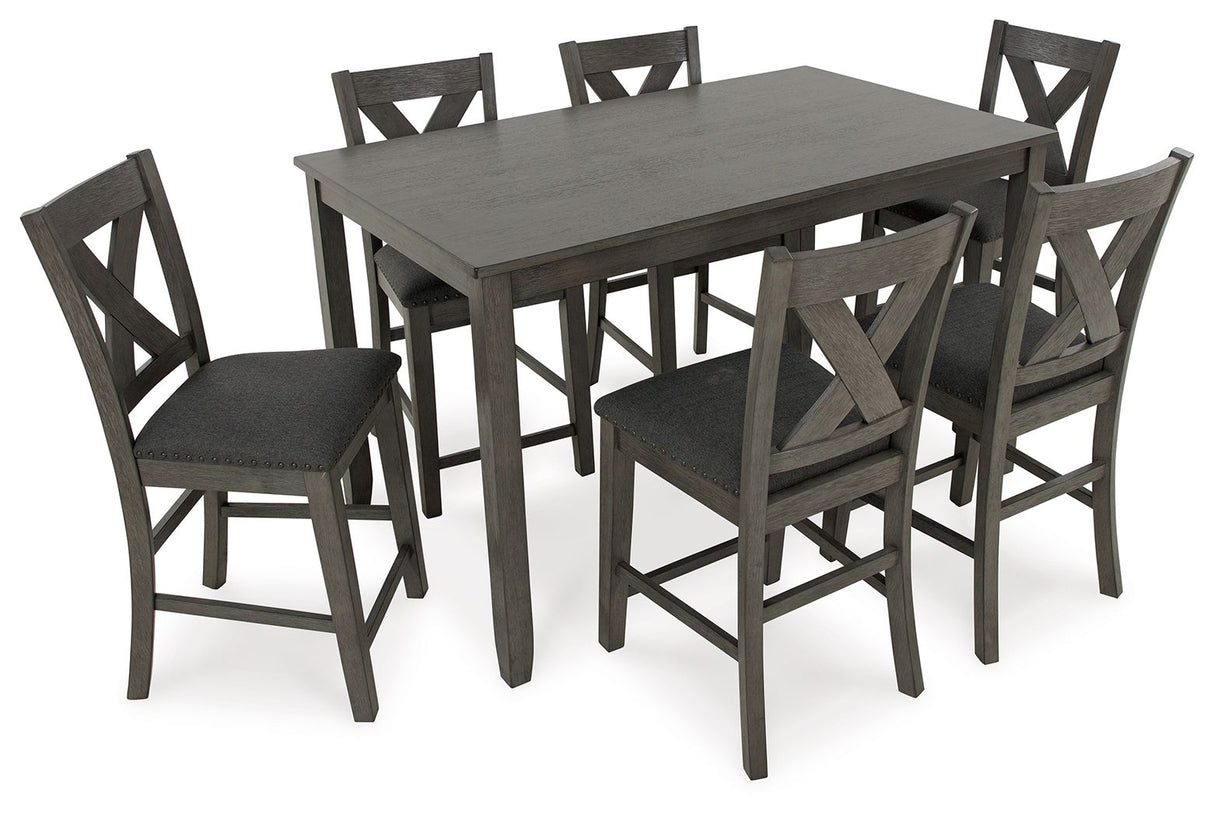 Caitbrook - Gray - Rect Drm Counter Table Set (Set of 7) by Signature Design by Ashley® | Bel Furniture