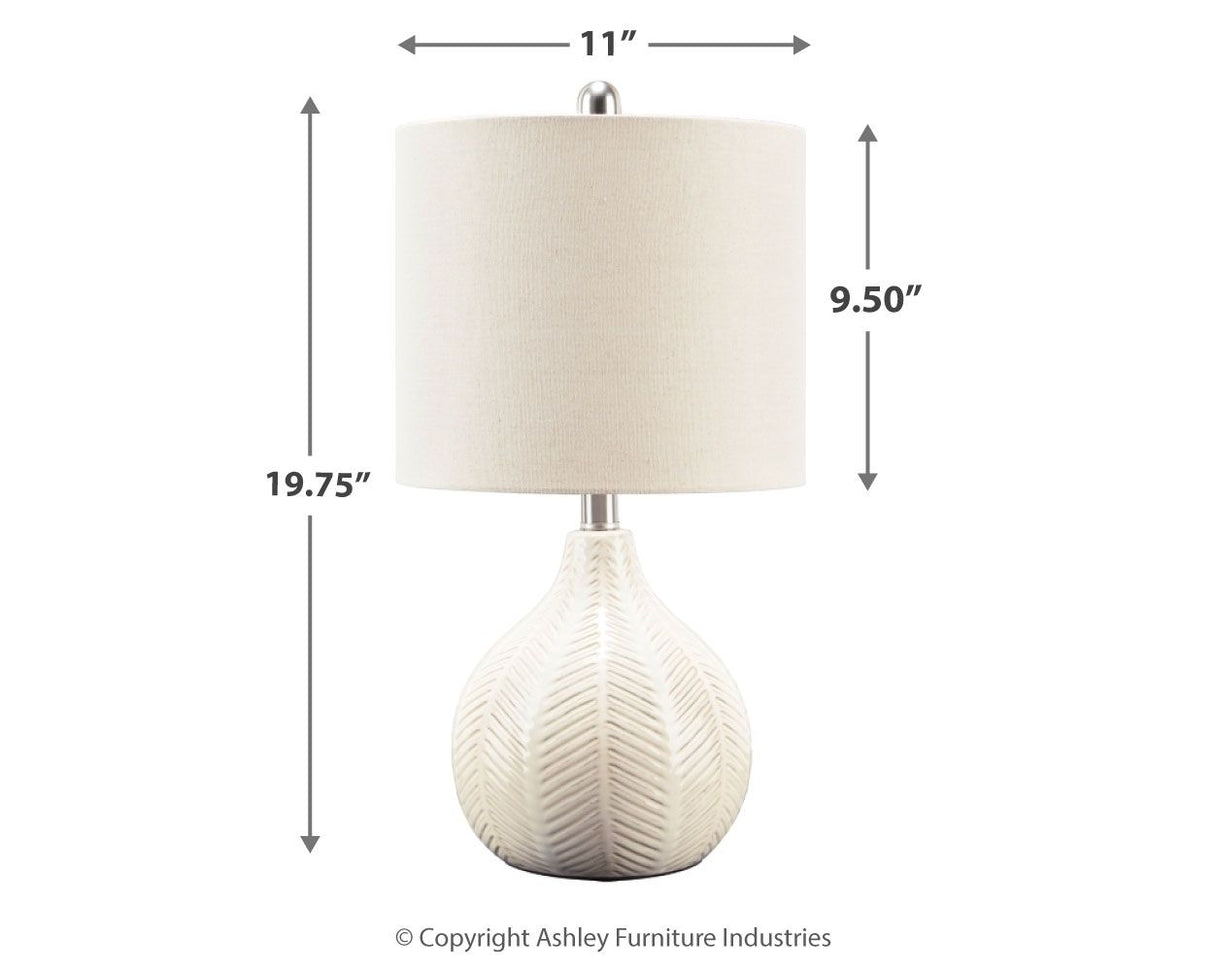 Rainermen - Off White - Ceramic Table Lamp by Signature Design by Ashley® | Bel Furniture