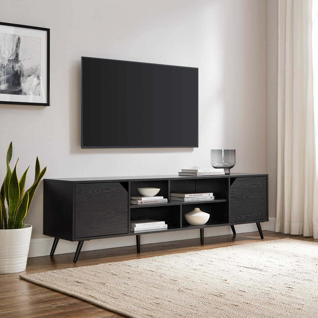 Contemporary 2 Door Minimalist TV Stand by Walker Edison | Bel Furniture