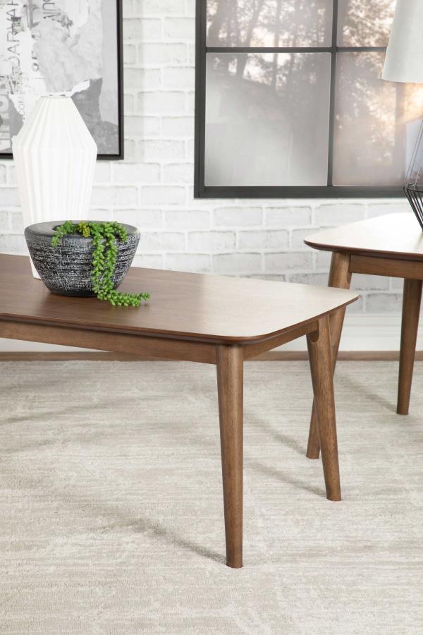 Radley - 3 Piece Rectangular Coffee Table Set - Natural Walnut by CoasterEssence | Bel Furniture