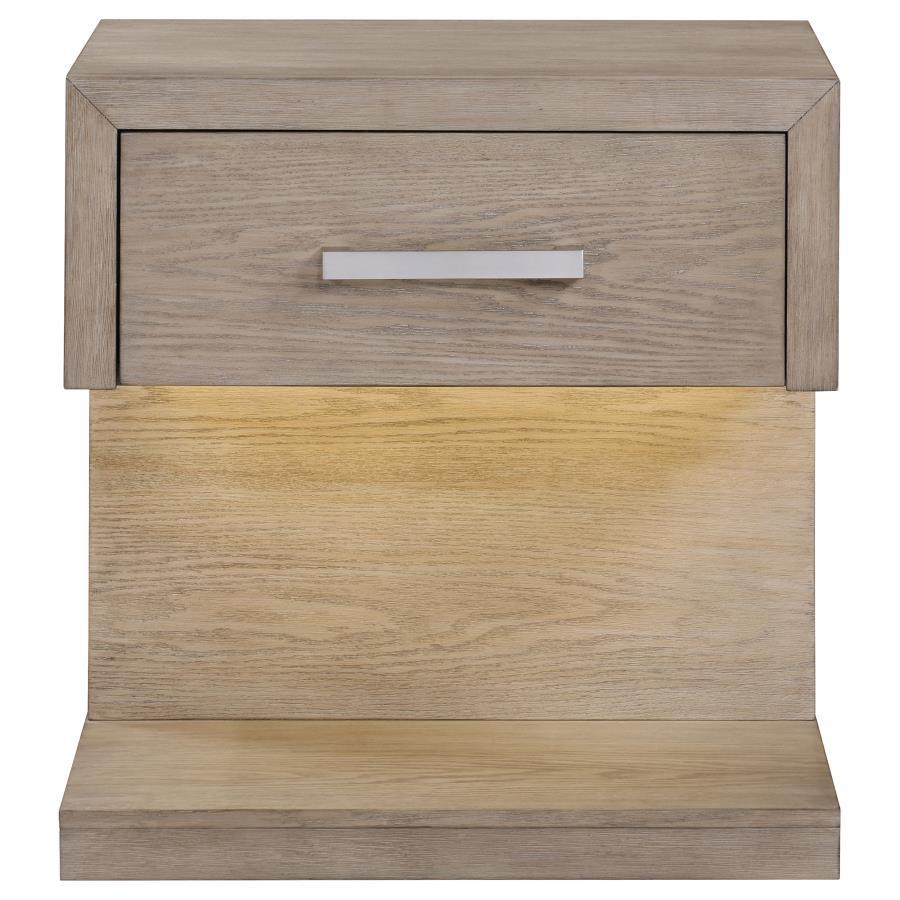 Kenora - 1-Drawer Nightstand Bedside Table - Barley Brown by Coaster Fine Furniture | Bel Furniture