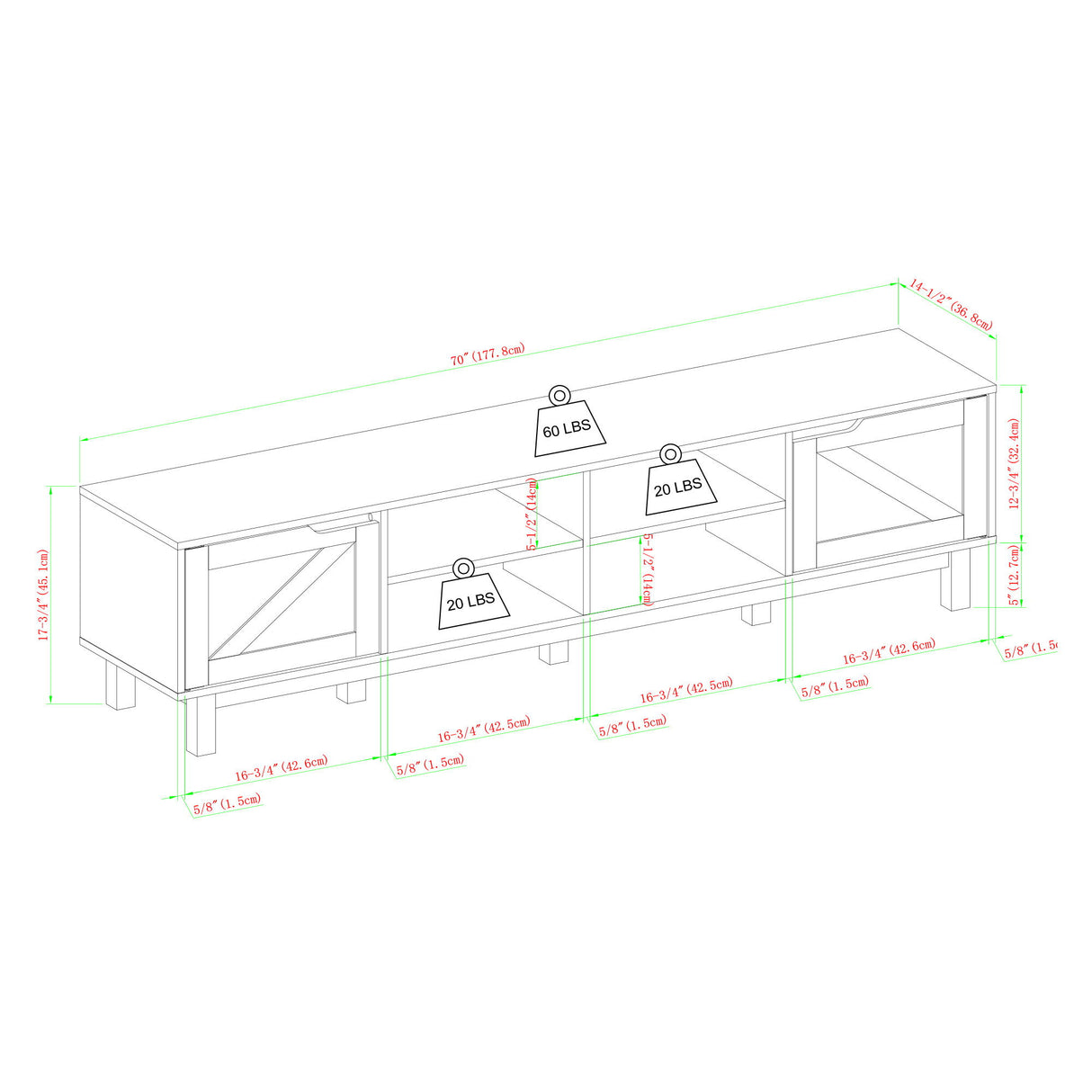 Rustic Barndoor Open-Storage TV Stand For TVs Up To 80" by Walker Edison | Bel Furniture