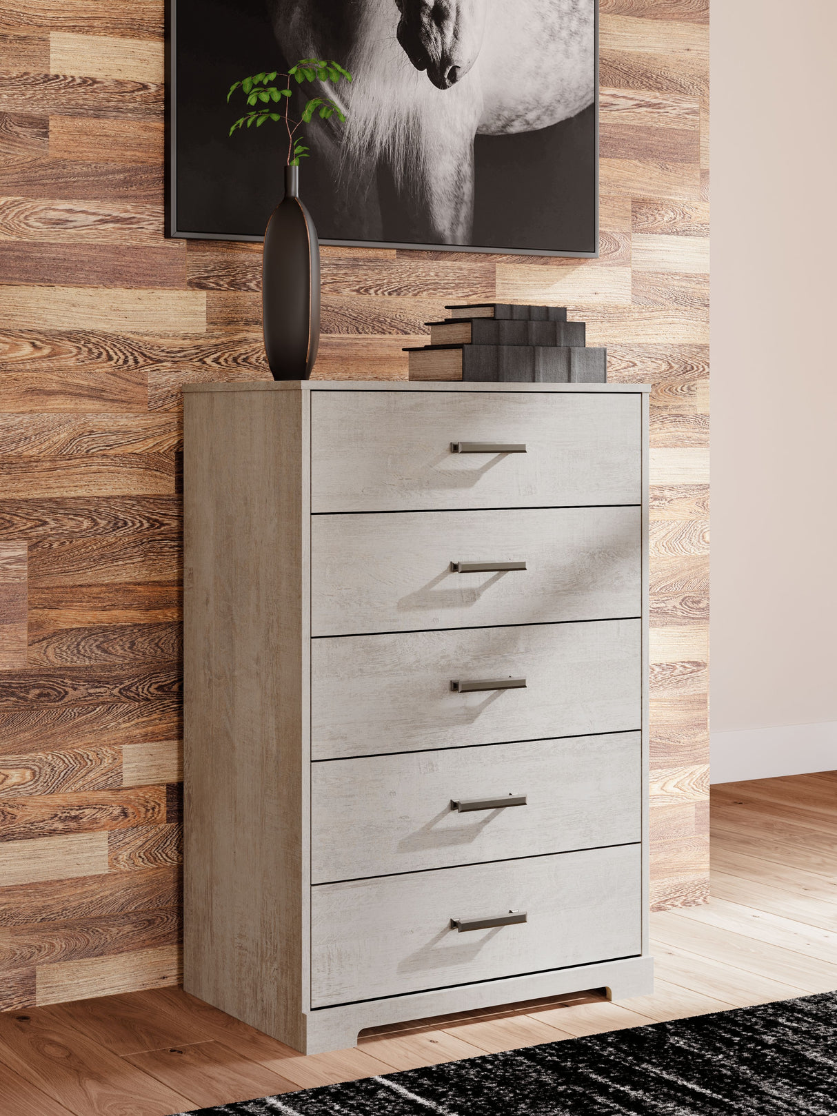 Shawburn - Whitewash - Five Drawer Chest by Signature Design by Ashley® | Bel Furniture