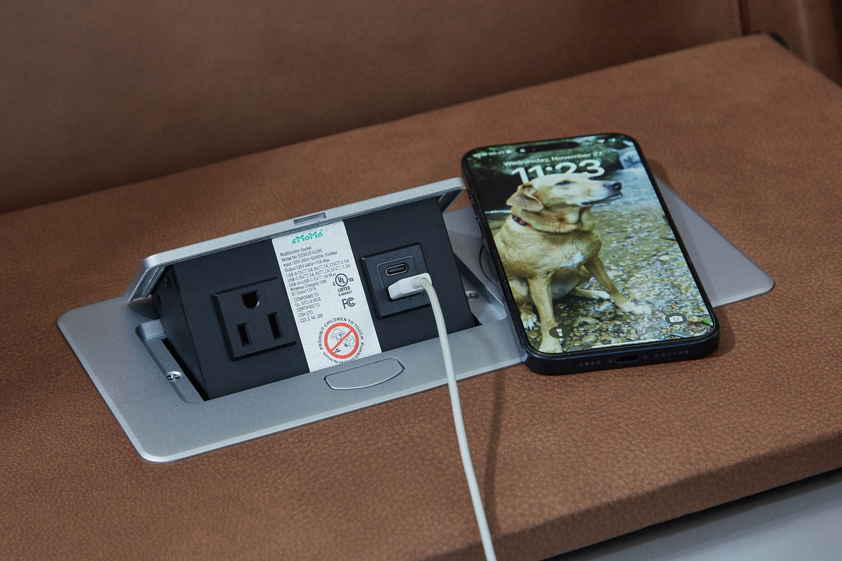 Clean-Slate - Caramel - Power Reclining Sofa / Adj Headrest by Signature Design by Ashley® | Bel Furniture