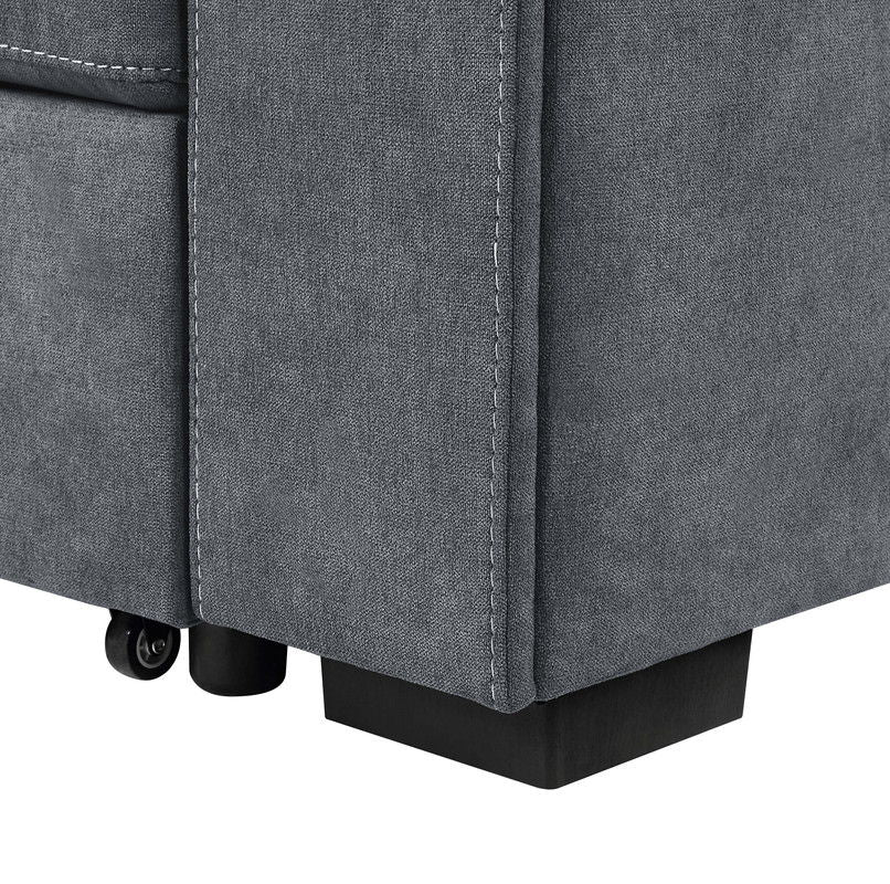 Toby - Woven Fabric Reversible Sleeper Sectional Sofa With Storage Chaise Cup Holder Charging Ports And Pockets by Lilola Home | Bel Furniture