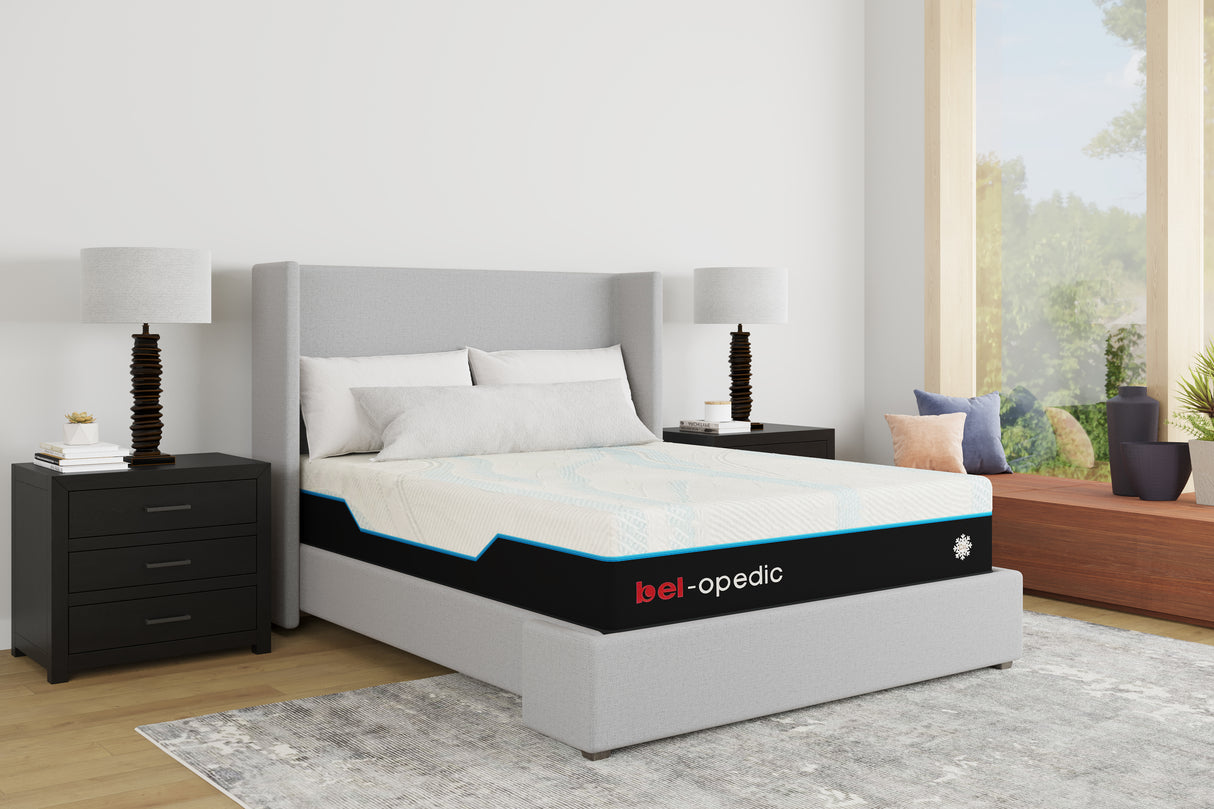 Azure 13-Inch Plush Memory Foam Queen size Mattress with Foundation by bel-opedic | Bel Furniture