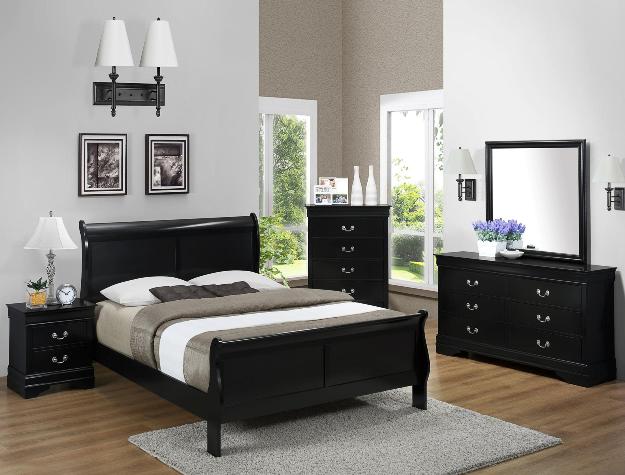 Louis Philippe King Size Bedroom Set - Cherry Brown