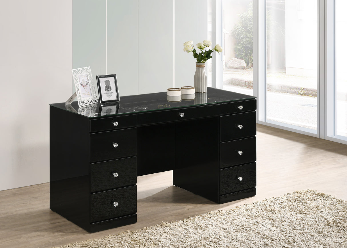 Avery - Vanity Desk With Glass Top