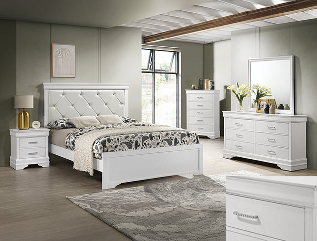 Amalia 6 Piece Bedroom Set - White by Crown Mark | Bel Furniture