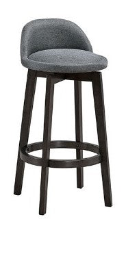 29" Swivel Upholstered Bar Stool with Curved Back & Ring Footrest