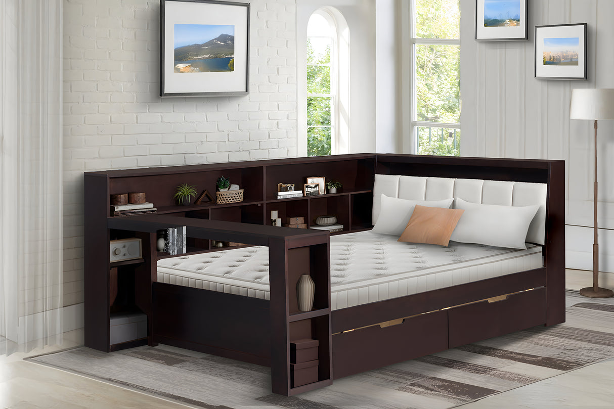 Full size Bed with Built-in Desk, Shelves and 2 Drawers by Mollai Collections | Bel Furniture