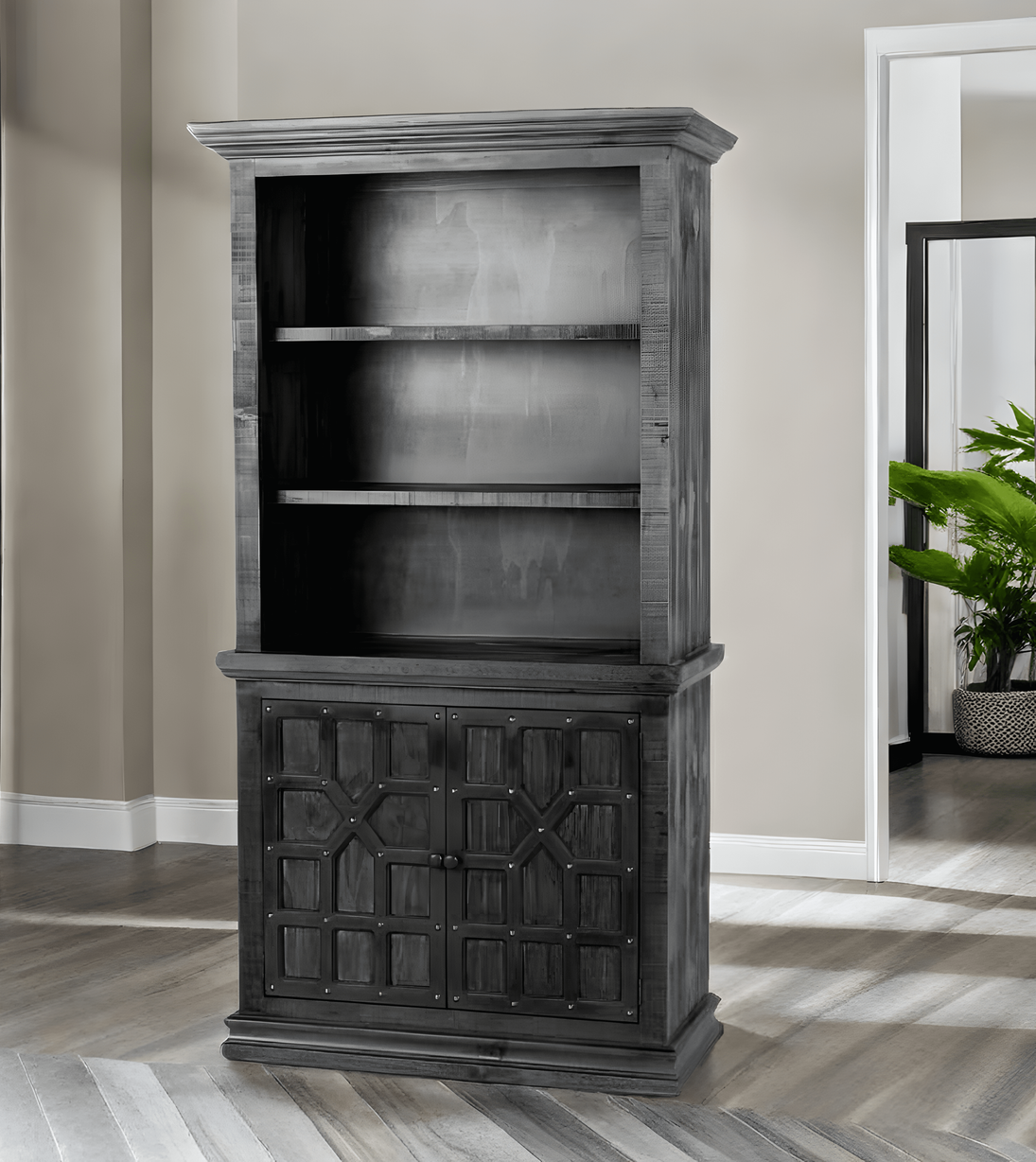 CATALINA BLACK SOLID WOOD BOOKCASE by Mollai Collections | Bel Furniture