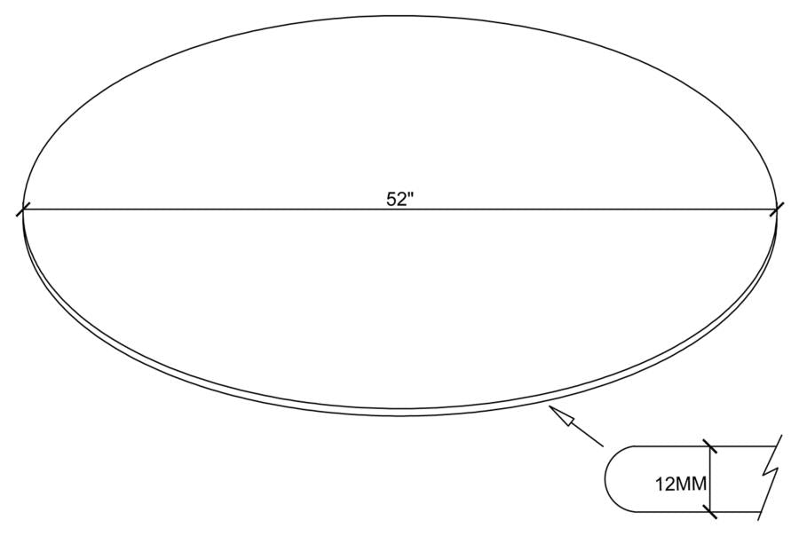 8mm Round Clear Tempered Glass Top