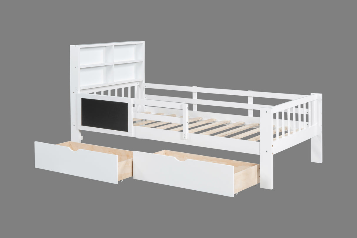 Twin Size Bed with Bookcase Headboard and Two Drawers by Mollai Collections | Bel Furniture