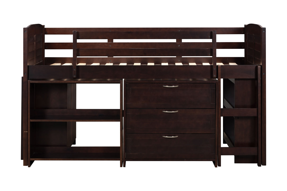 5-Piece Twin-Size Loft Storage Bed with Shelves by Mollai Collections | Bel Furniture