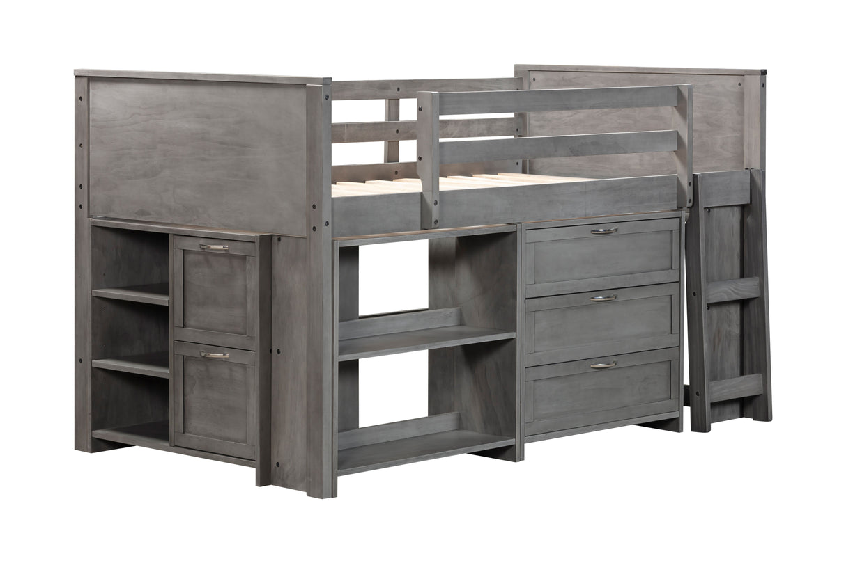 5 Piece Twin Low Loft Storage Bed Set by Mollai Collections | Bel Furniture