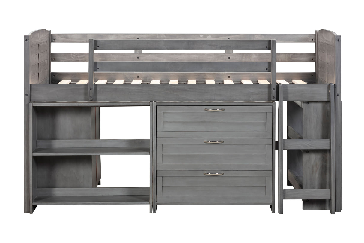 5-Piece Twin-Size Loft Storage Bed with Shelves by Mollai Collections | Bel Furniture