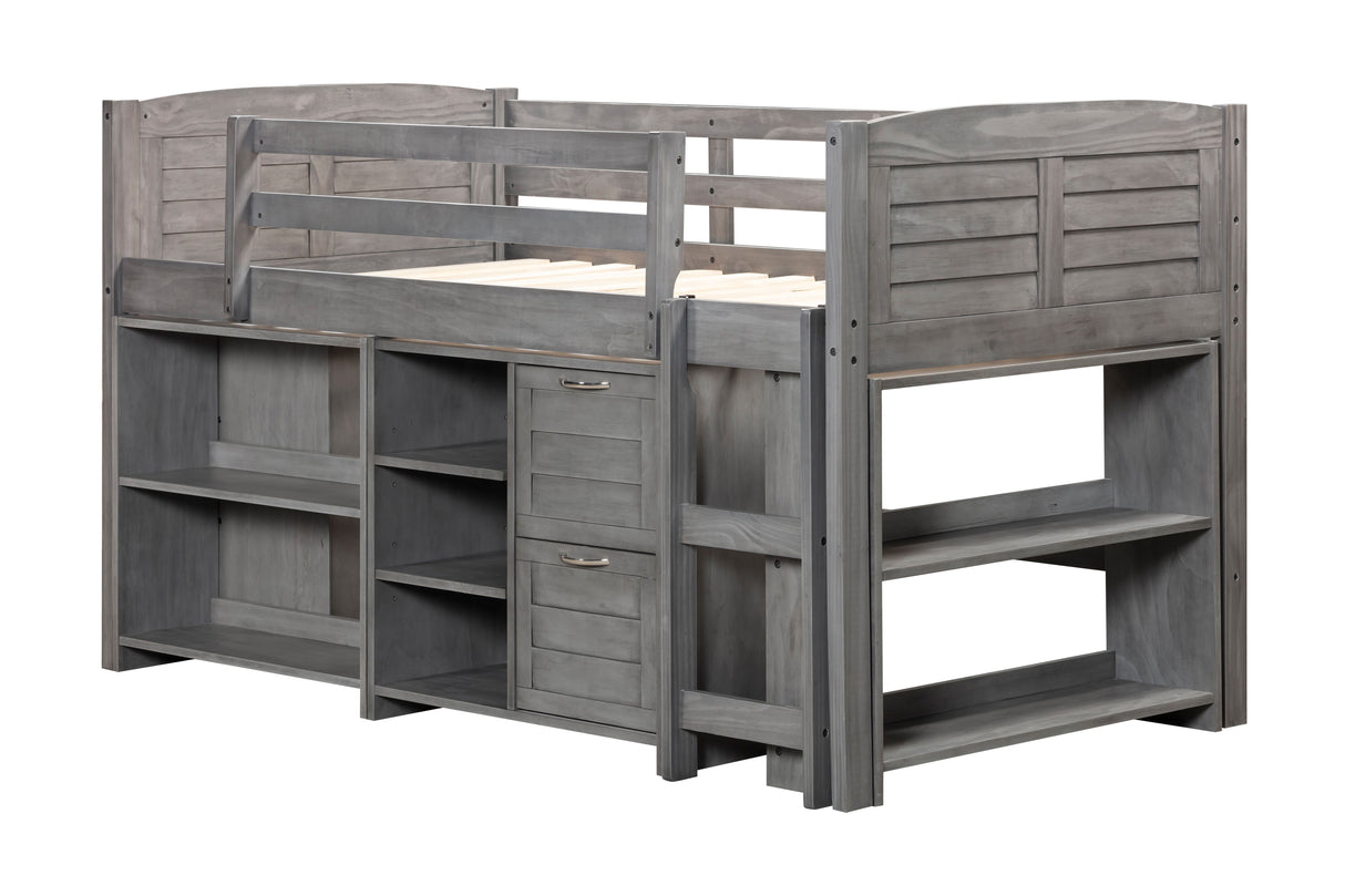 5-Piece Twin-Size Loft Storage Bed with Shelves by Mollai Collections | Bel Furniture