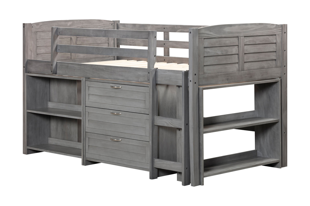 5-Piece Twin-Size Loft Storage Bed with Shelves by Mollai Collections | Bel Furniture