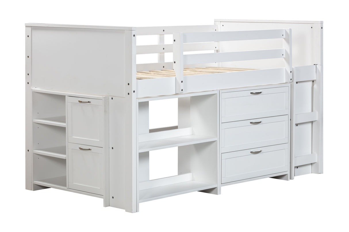 5-Piece Twin Size Low Loft Storage Bed Set by Mollai Collections | Bel Furniture