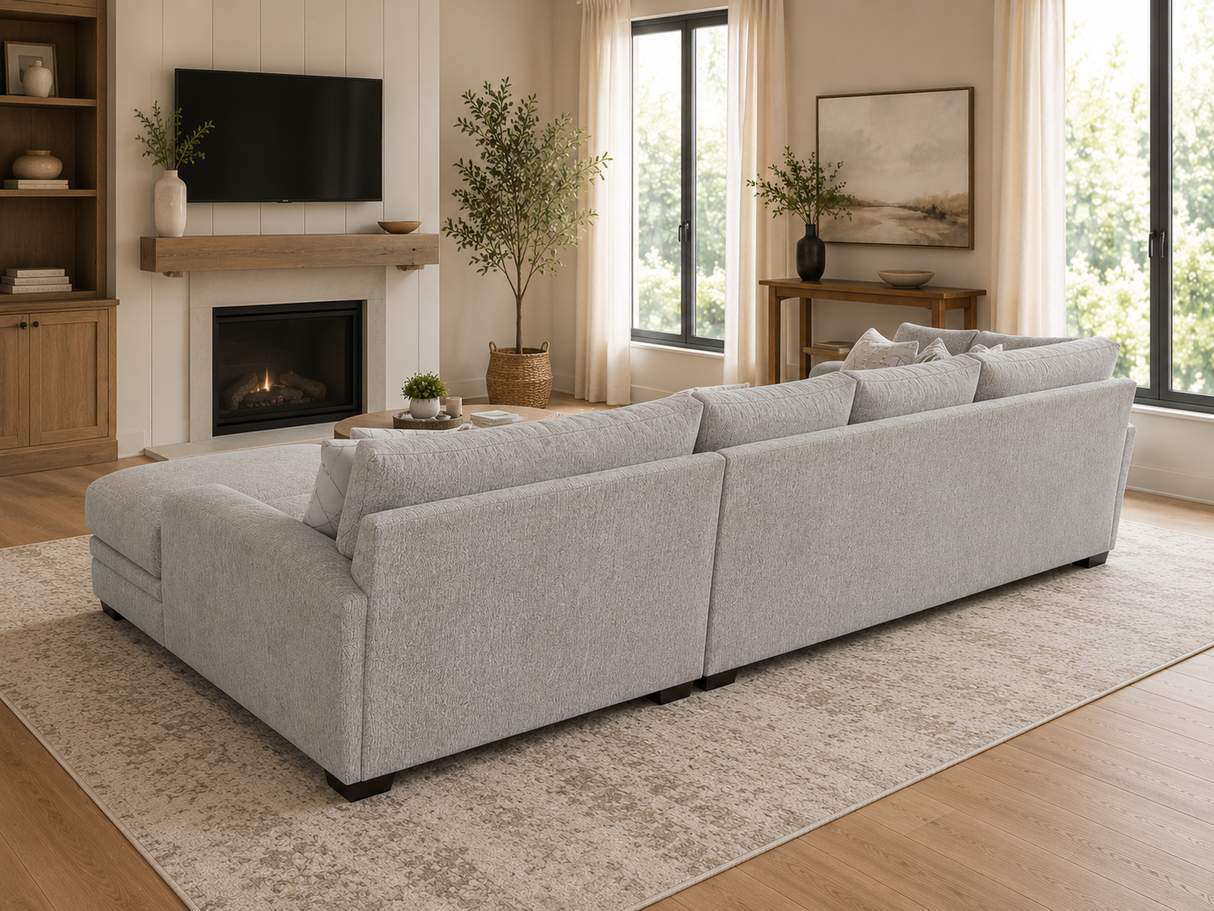 Modern Light Gray Fabric 3 Piece L-Shaped Sectional Sofa with Chaise