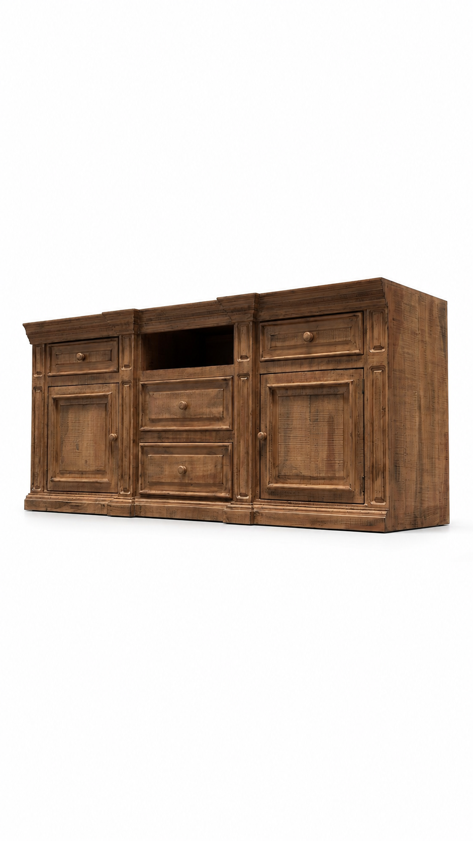 Rustic Brown Farmhouse 80 Inch TV Stand with Storage Console Design