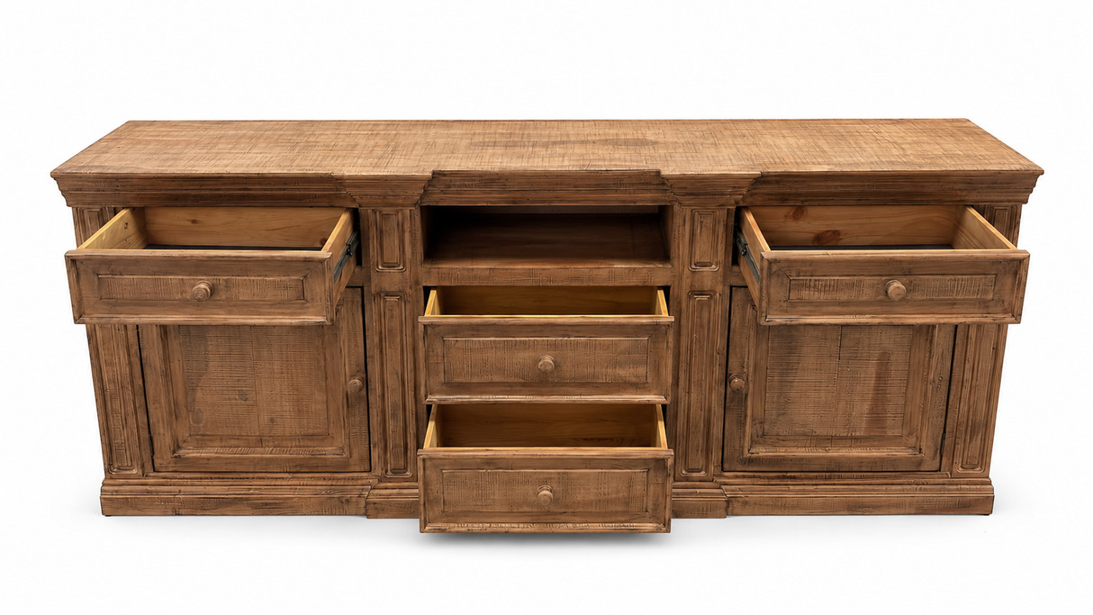 Rustic Brown Farmhouse 80 Inch TV Stand with Storage Console Design