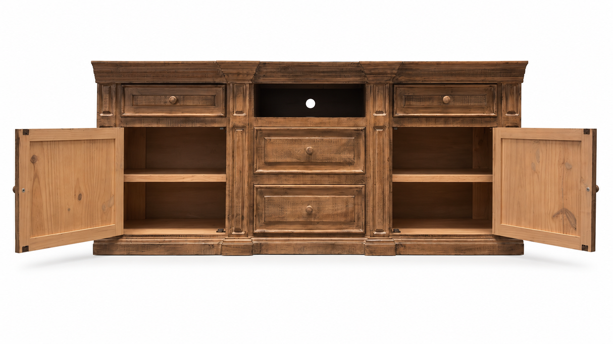 Rustic Brown Farmhouse 80 Inch TV Stand with Storage Console Design