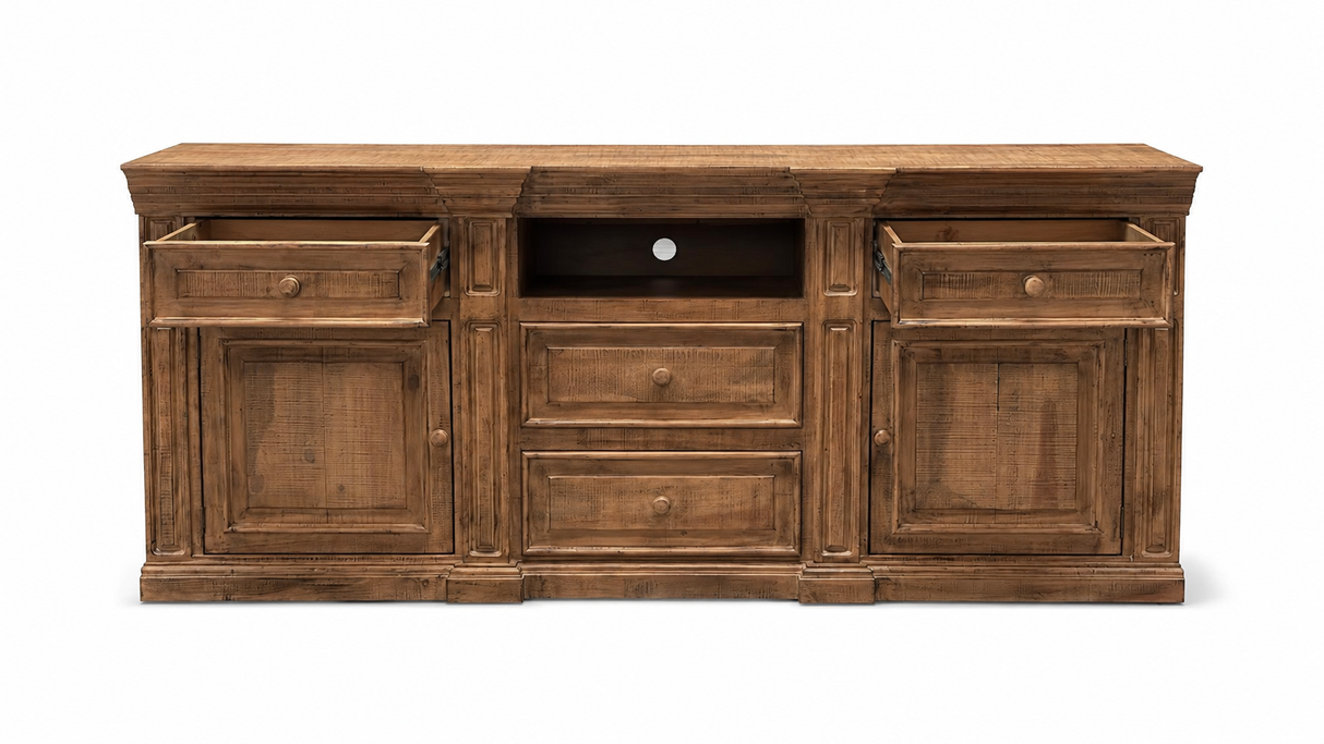 Rustic Brown Farmhouse 80 Inch TV Stand with Storage Console Design