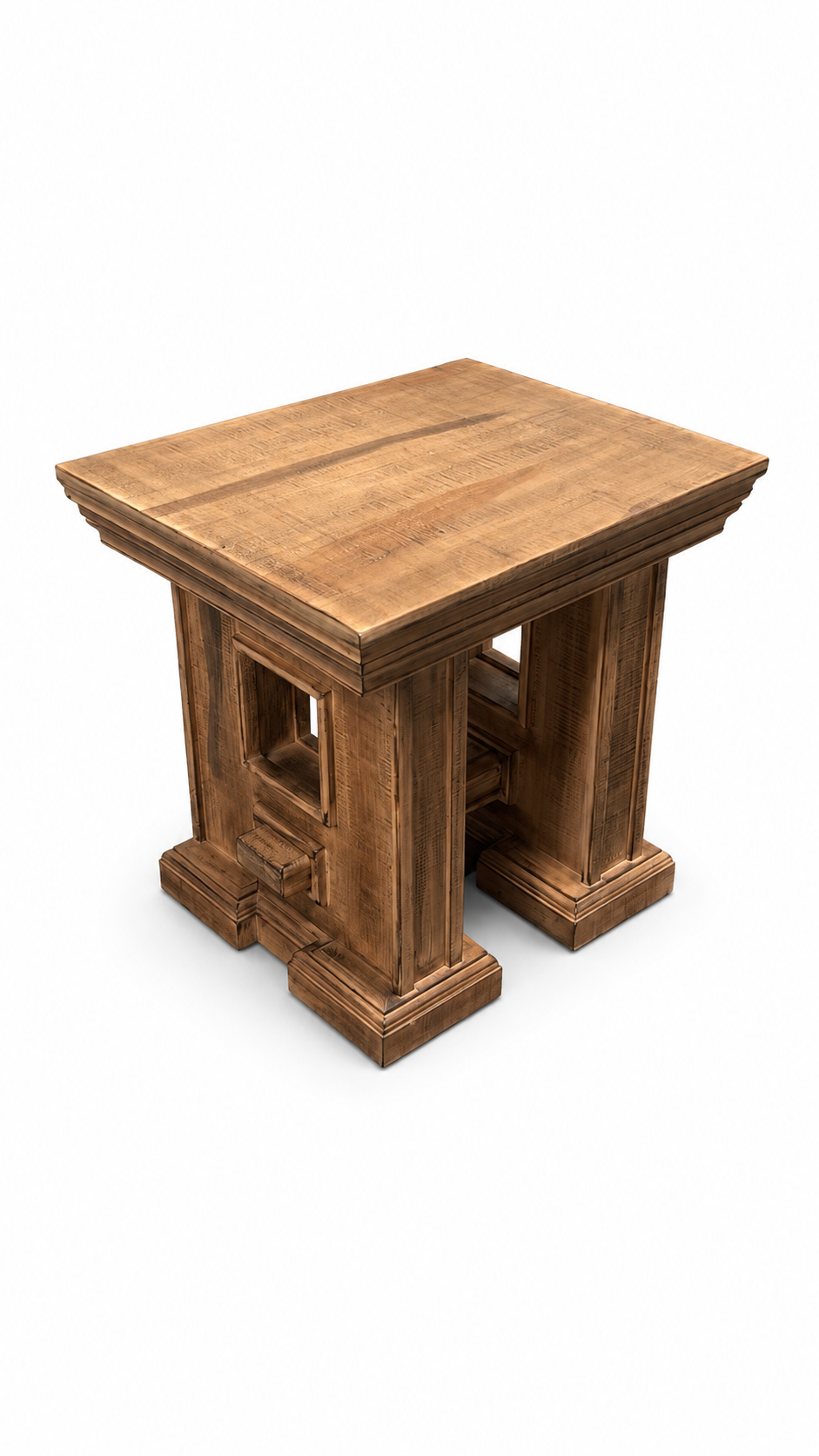 Rustic Brown Farmhouse 3-Piece Coffee Table Set with Pedestal Design