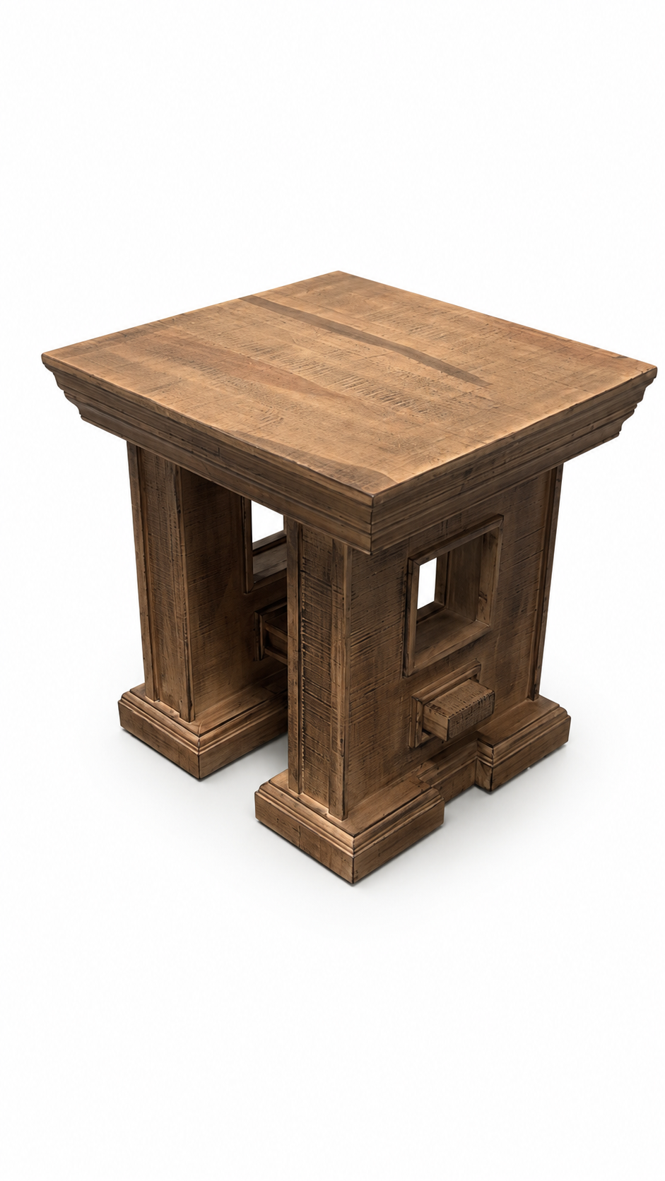 Rustic Brown Farmhouse 3-Piece Coffee Table Set with Pedestal Design