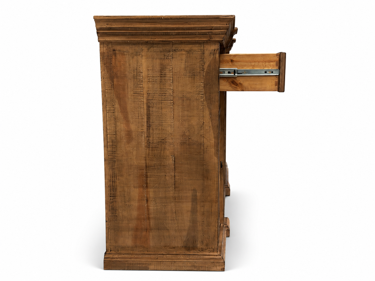 Rustic Solid Wood 75" Buffet Server in Distressed Honey Brown