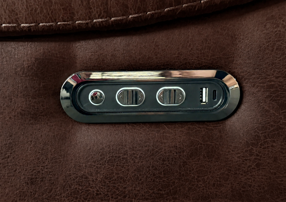 Dark Brown Power Reclining Sectional with Nailhead Trim & Wireless Charging
