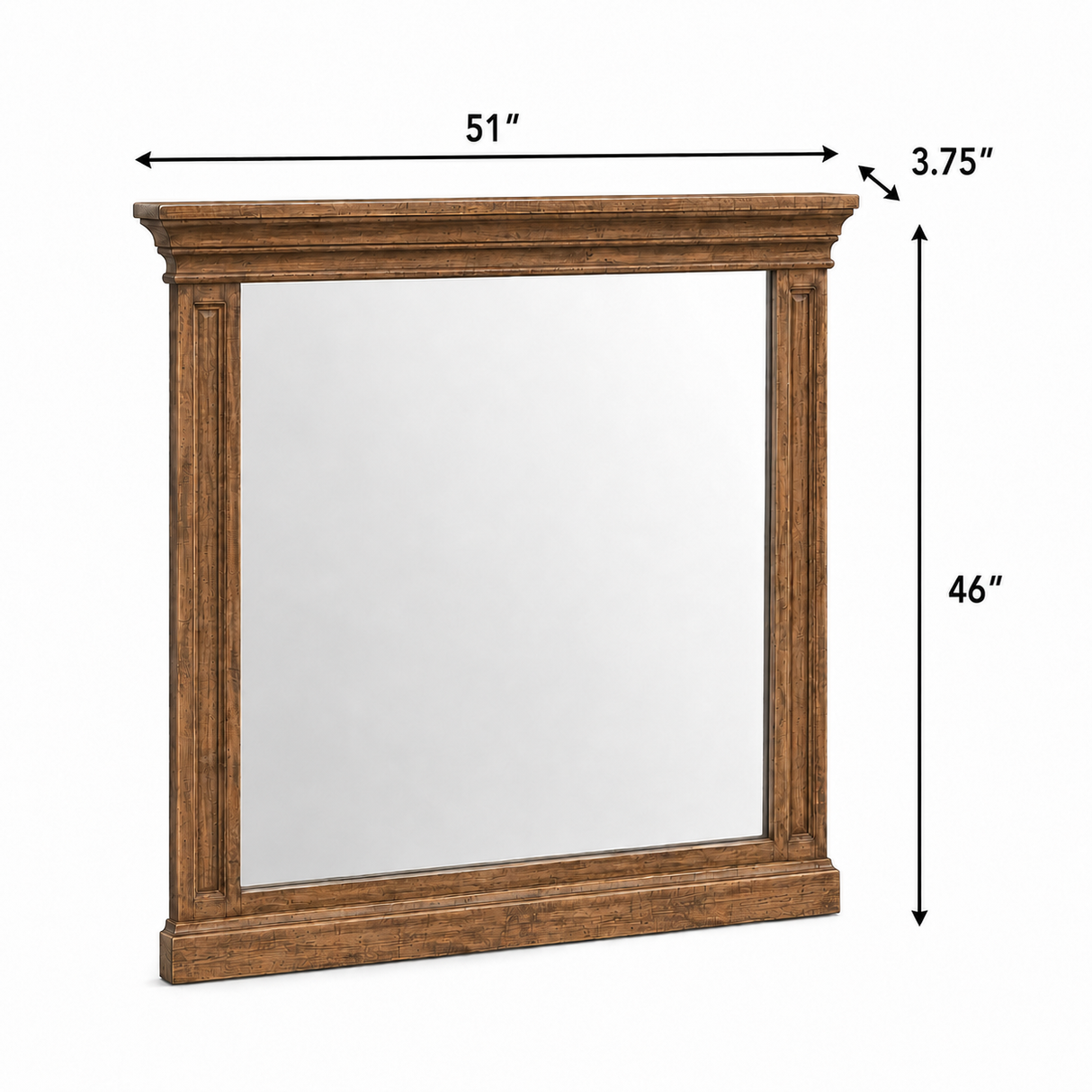 Traditional Rustic Natural Wood 6 Piece Bedroom Set with Panel Bed, Dresser, Mirror & Nightstand