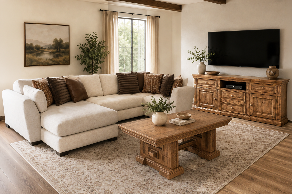 Rustic Brown Farmhouse 80 Inch TV Stand with Storage Console Design