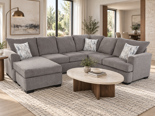 Logan Nickel Grey Sectional Sofa with Chaise