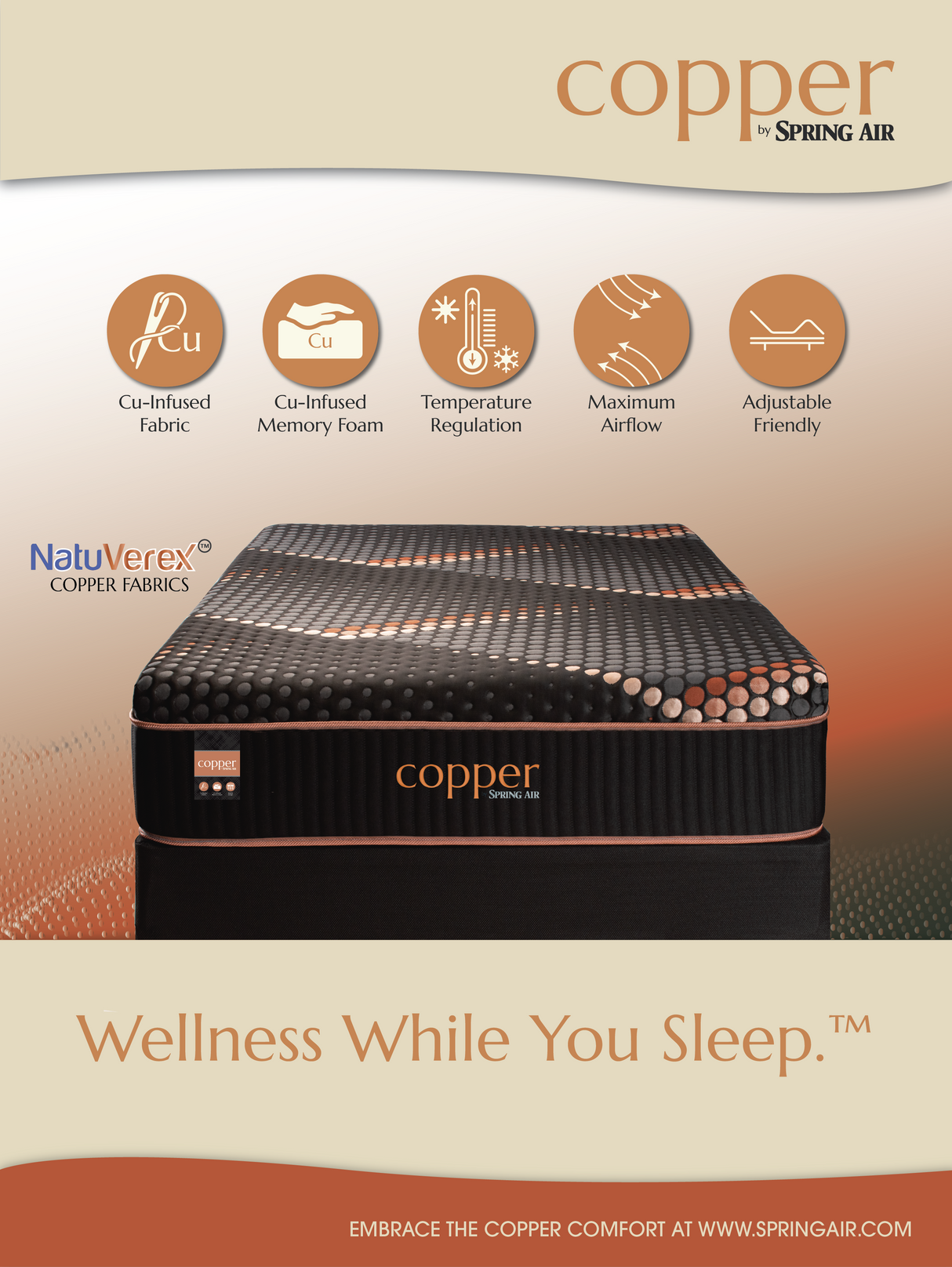 Camryn Copper ET Supreme Firm Hybrid Mattress by Spring Air – 17" Quilted Extra Firm