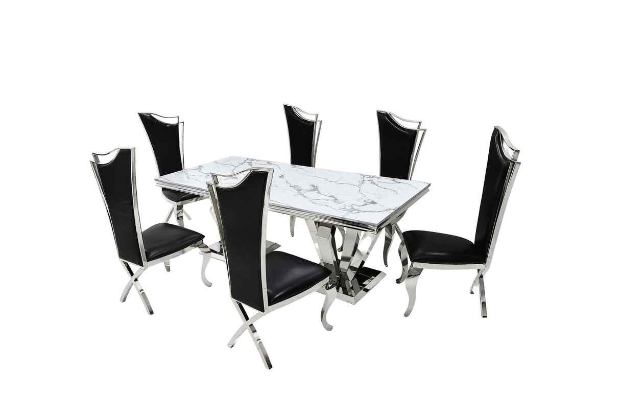 7 Piece Modern Dining Room Set by Mollai Collections | Bel Furniture