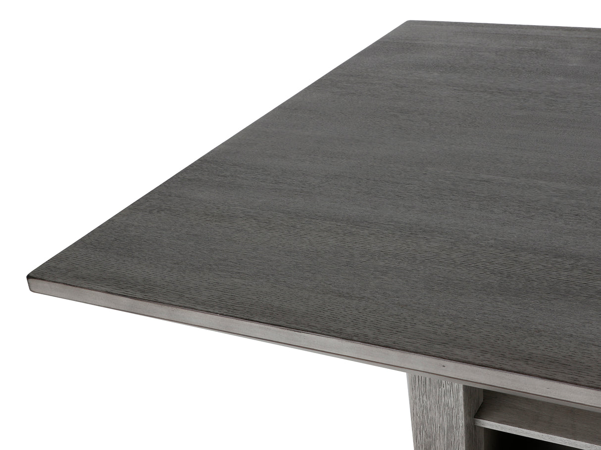 Gray Wood 7-Piece Counter Height Dining Set with Built-In Wine Rack & Storage Shelf